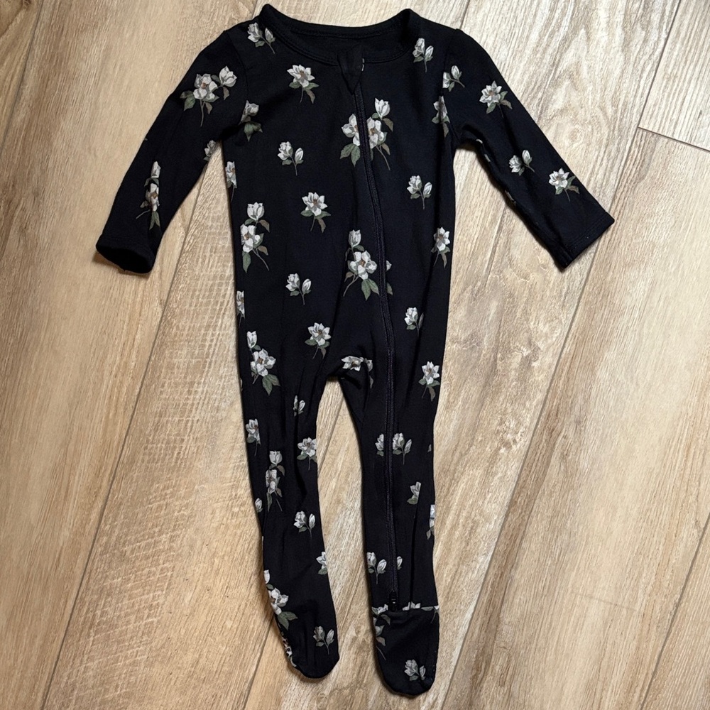 Floral Black Kids One Piece